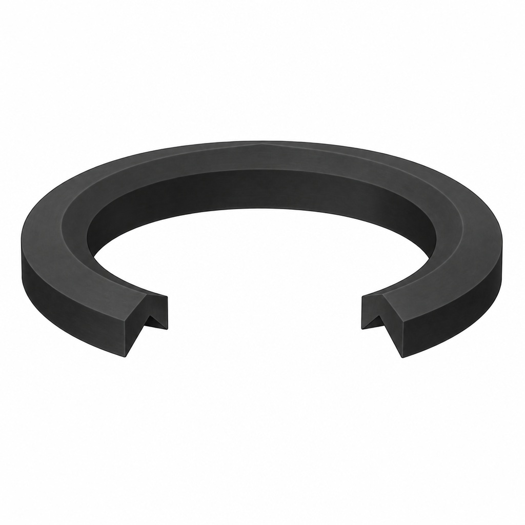AI illustration of chevron packing showing one vee ring with a cutaway of its V section.