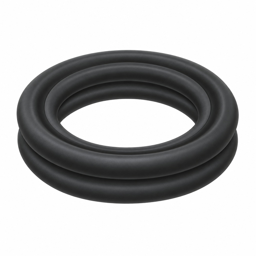 AI illustration of EPDM quad rings showing this X-ring’s smooth annular sealing ridges.