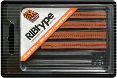 RIBtype TA7 letter and figure set in its clear package