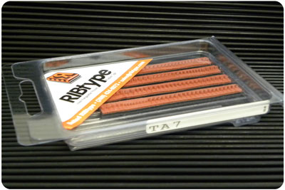 RIBtype TA7 letter and figure set viewed from an angle