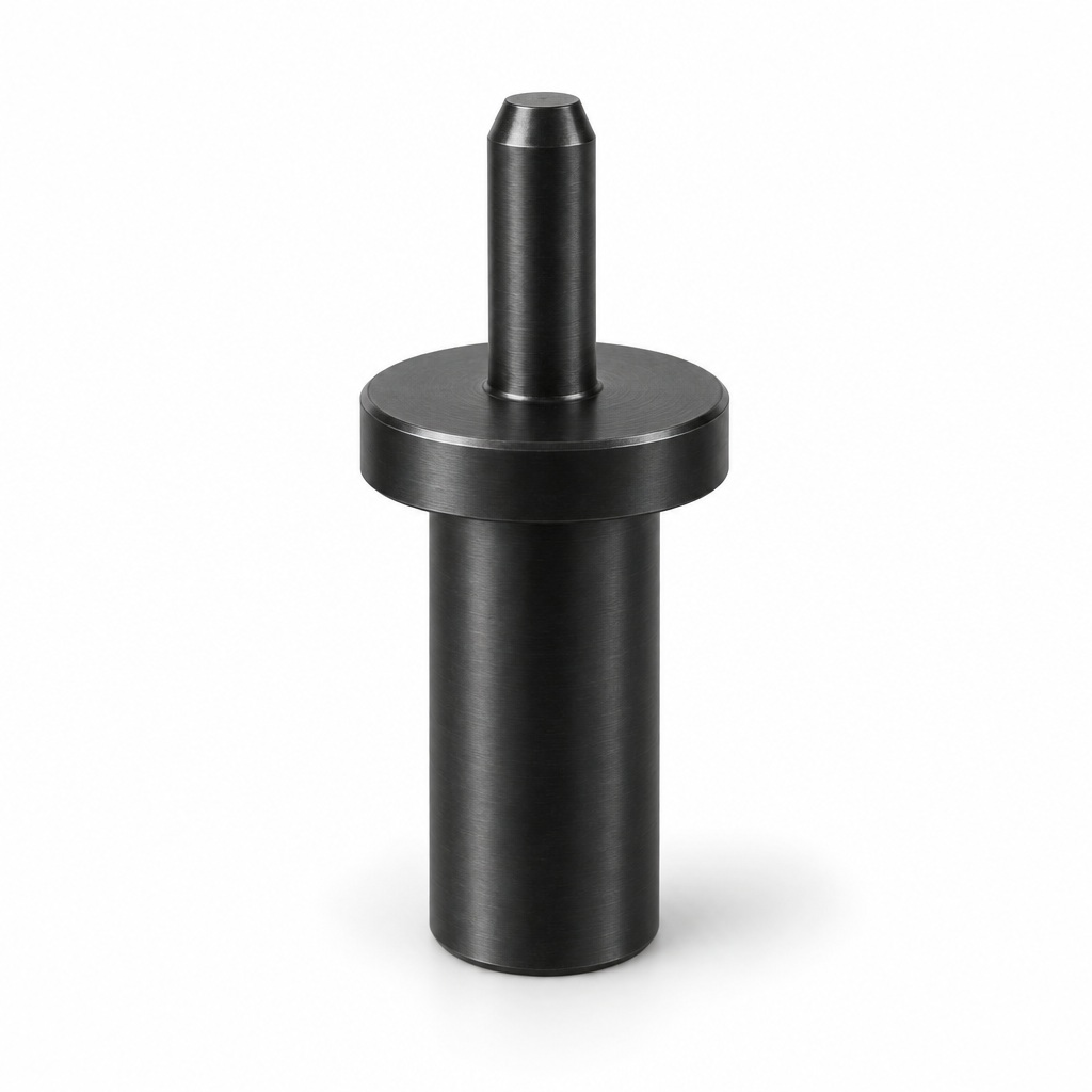 AI illustration of round locating pins with a flanged shank and chamfered round tip.