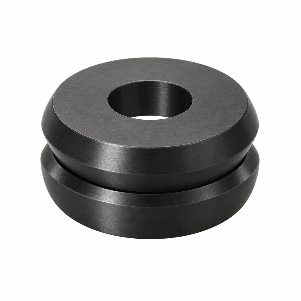 AI illustration of one mating pair of spherical washers with a central bolt hole